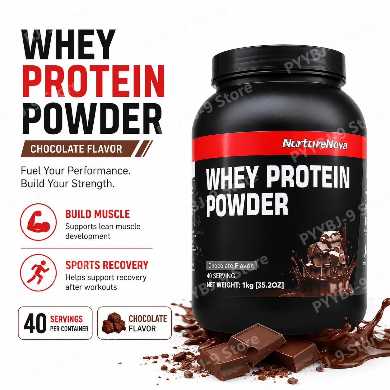 Fitness Nutrition Whey Protein - NurtureNova Whey Protein Powder Chocolate Flavor